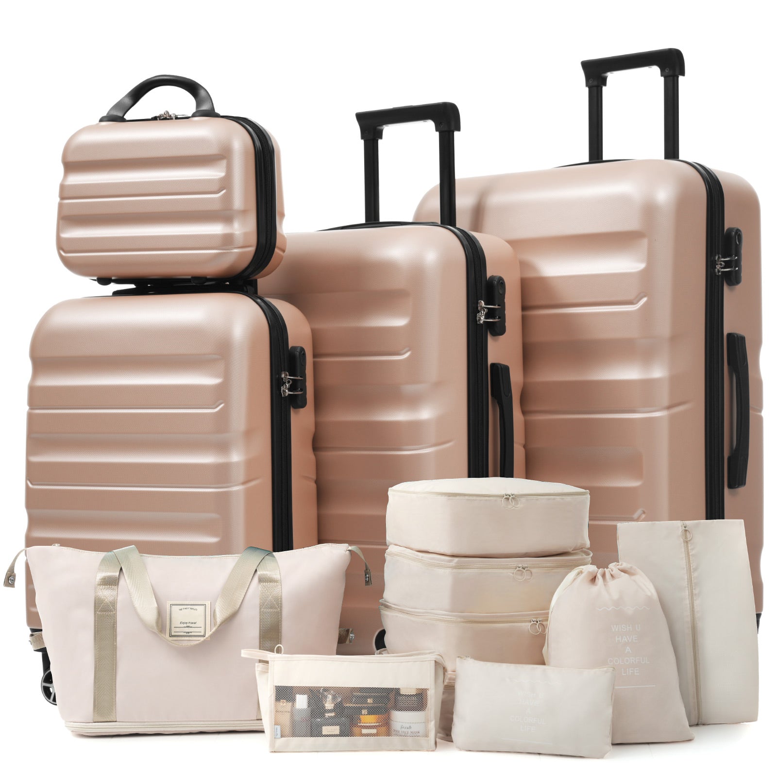 Hardshell ABS Luggage Set - Lightweight & Durable Suitcases with Dual Spinner Wheels, Carry-On & Check-In Sizes for Travel & Business Default