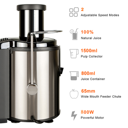 800W Home Use Multi-function Electric Juicer with 3" Feed Chute for Whole Fruits and Veg,Centrifugal Juicer with 30 oz. Juice Jug,BPA-Free, Easy to Clean