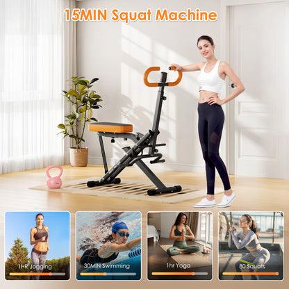 15-minute Squat Machine Home workout compared to jogging, swimming, yoga, and squats for efficient full body exercise.