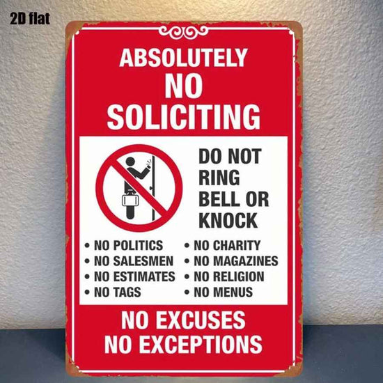 Red and white sign with &