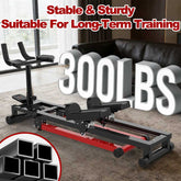 Gym rowing machine with text highlighting weight capacity and suitability for long-term training.