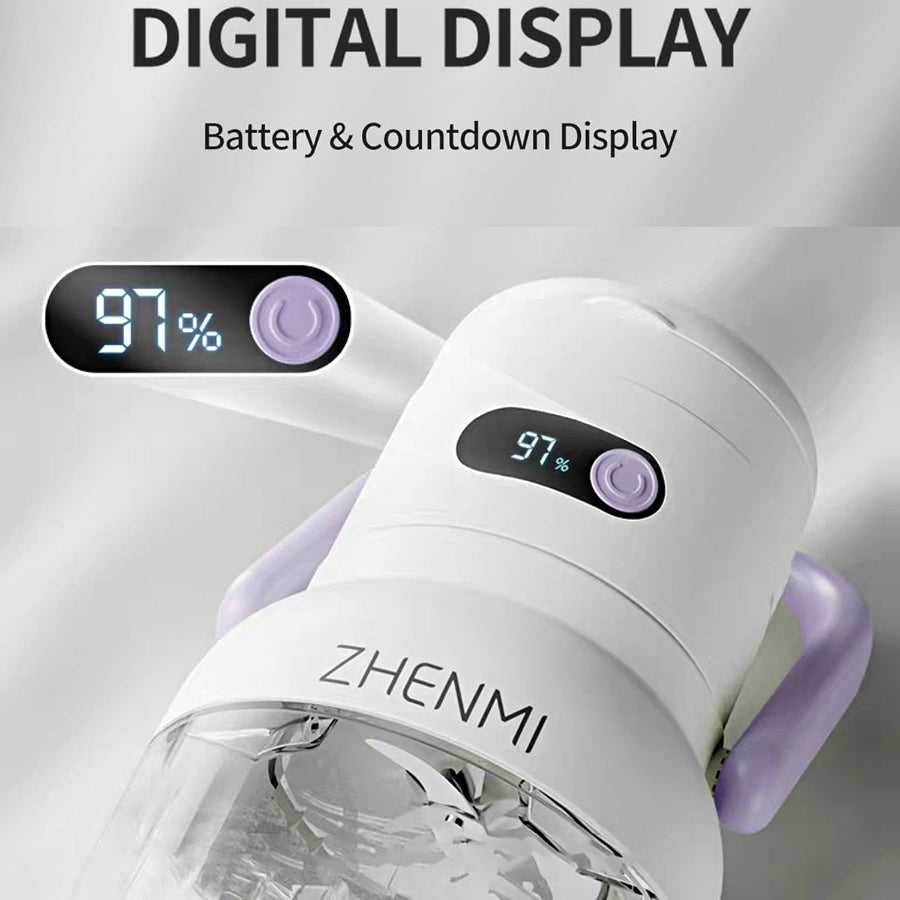 Digital display of portable blender showing 97% battery