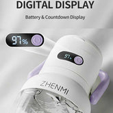 Digital display of portable blender showing 97% battery