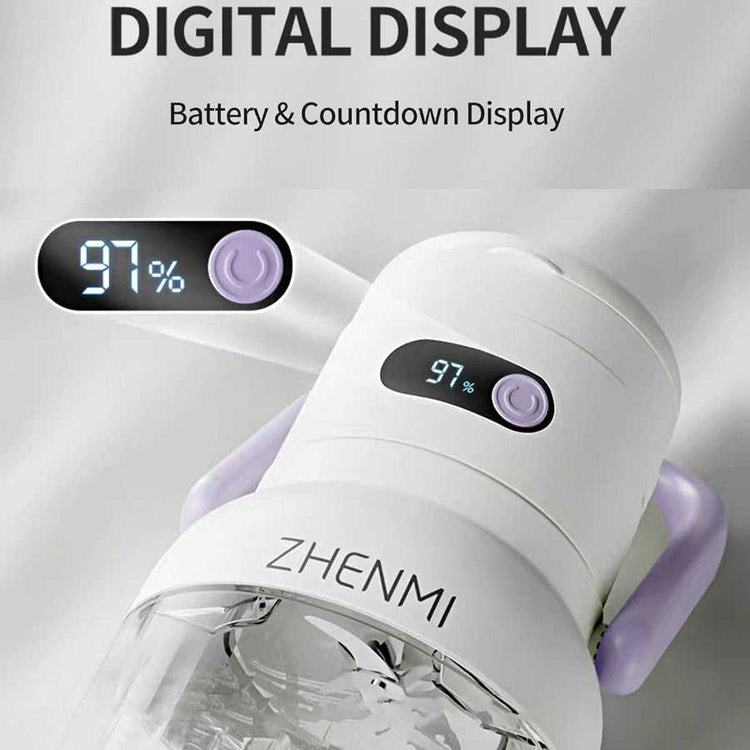 Digital display of portable blender showing 97% battery