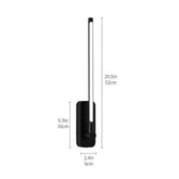 A black wall-mounted LED light fixture with dimension labels showing a total height of 20.5 in (52 cm), a side depth of 6.