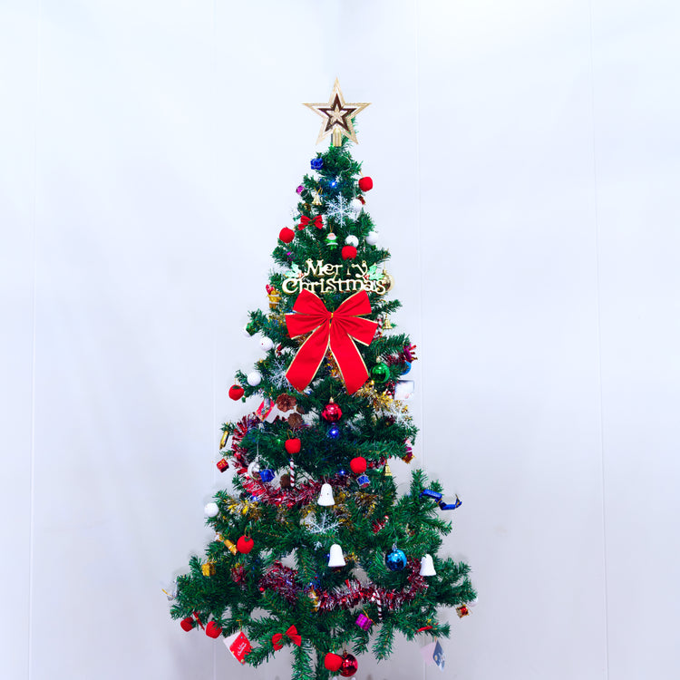 6 ft Christmas tree with ornaments and LED lights, view 4