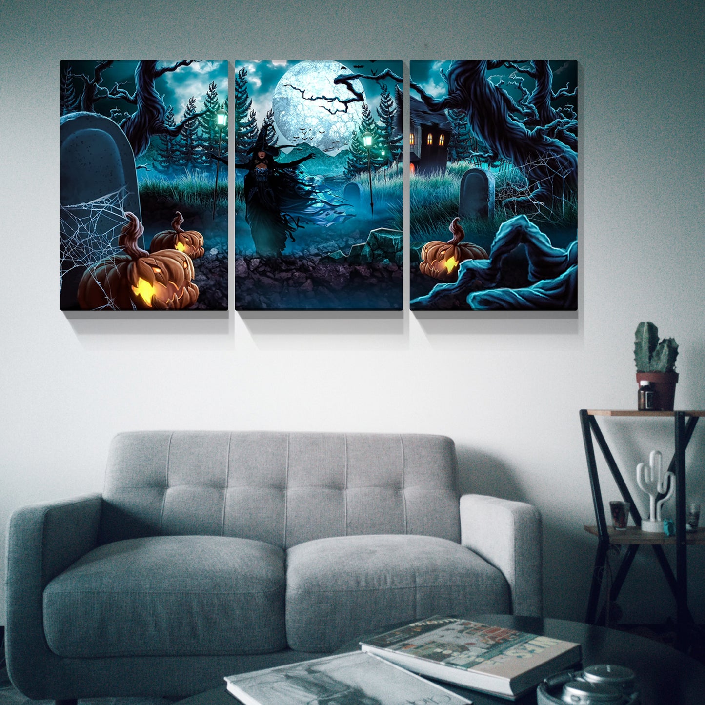 3 pcs Halloween Wall Decor Wall Art with Lights Halloween Decorations with Spooky  Pumpkins for Party Living Room Decorative Wall Art 1218 inch-Thickness 1.5inch MLNshops]