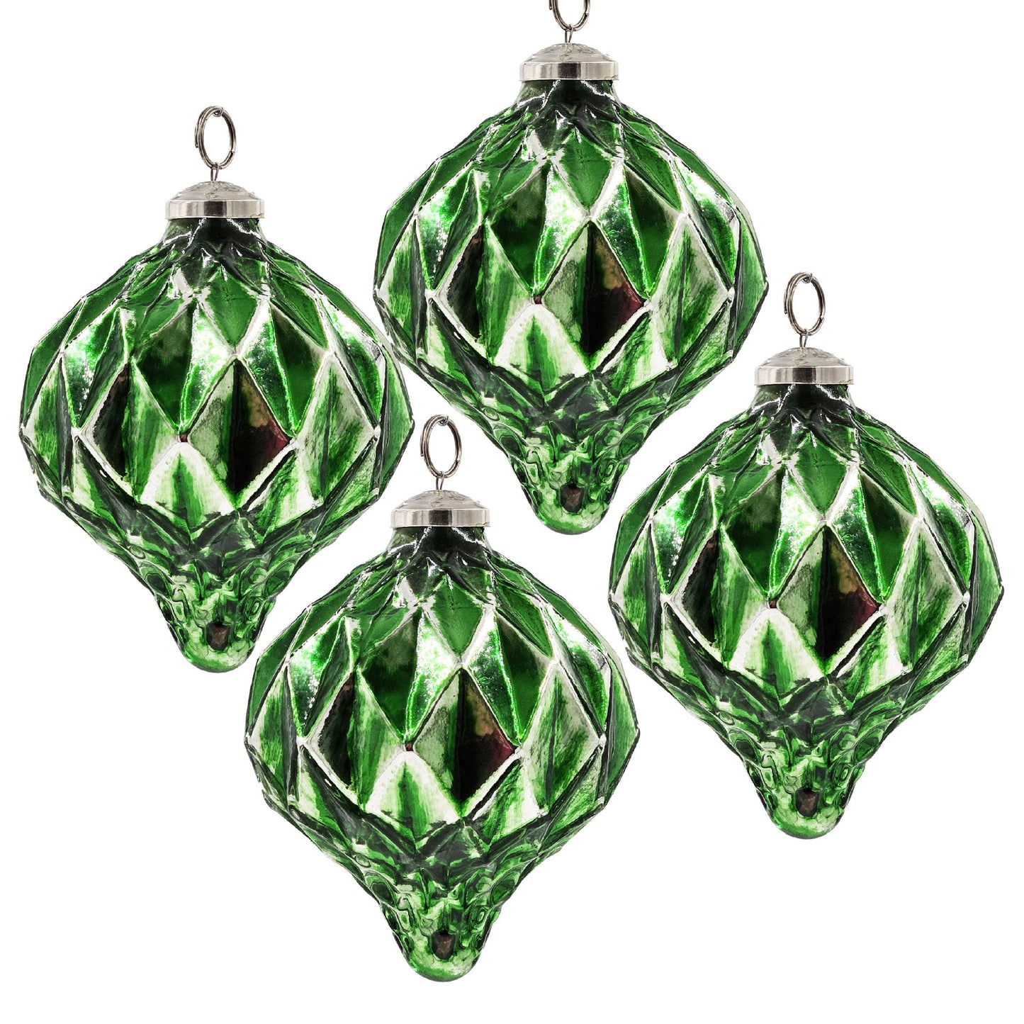 4.2x4.2x5.1' Christmas Ball Ornaments, Glass Decorative Hanging Ball Christmas Tree Ornaments for Holiday Party Decorations, Set of 4 Default