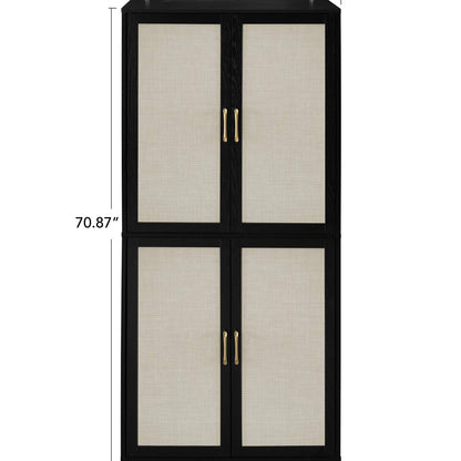 4 Door Cabinet, with 4 Adjustable Inner Shelves, Storage Cabinet