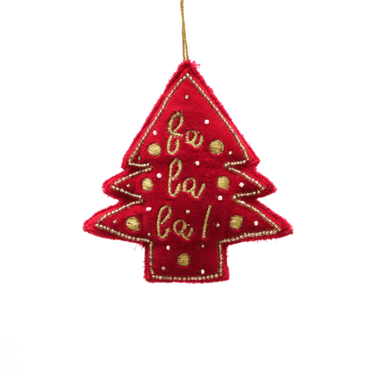 Expobazaar Embroidered Christmas Cheer Ornament - Red