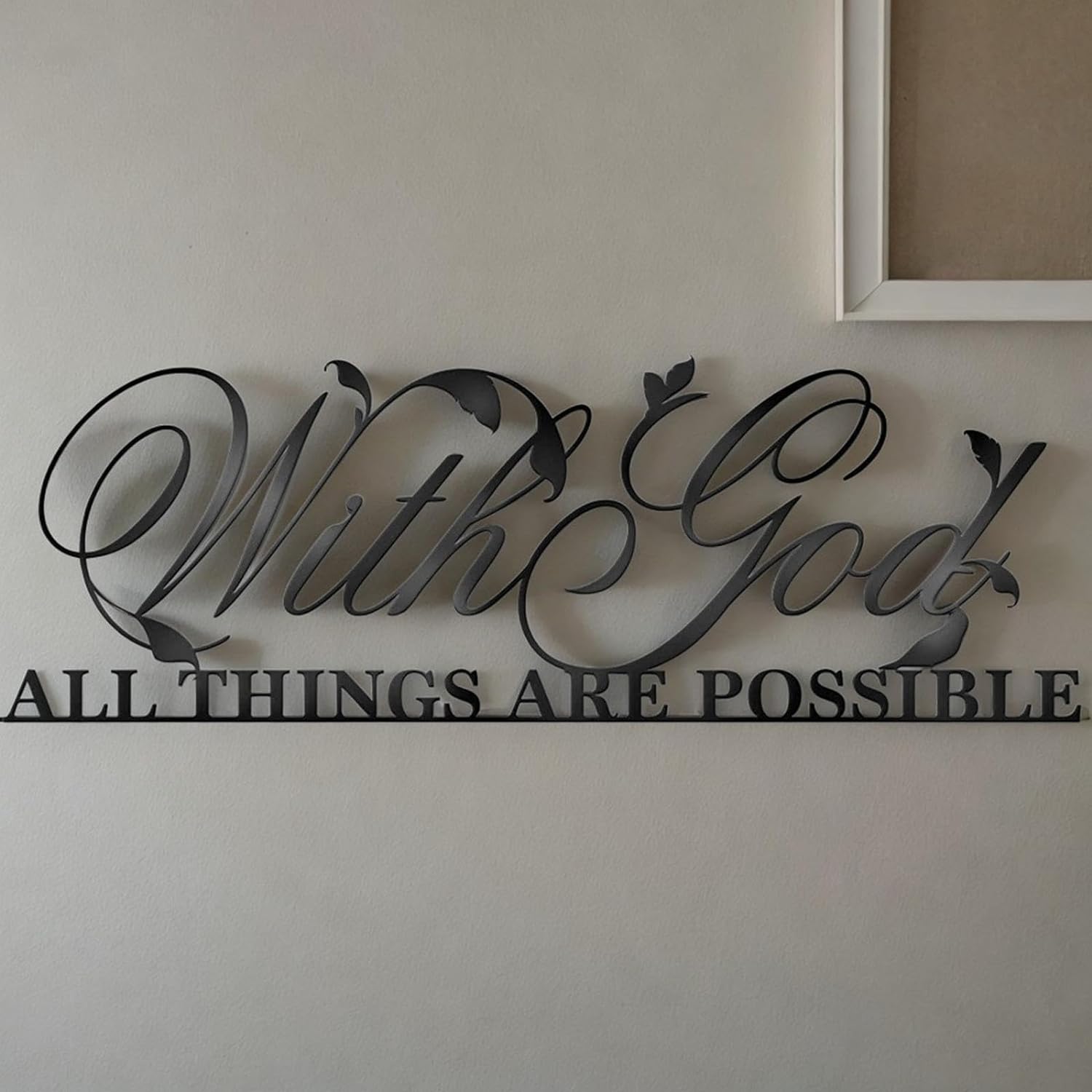 Close-up of Zebra Metal Wall Art - For I Know the Plans I Have for You mounted on a wall, showcasing its elegant black metal finish.