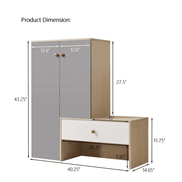 Product dimensions of the multi-functional shoe storage bench & cabinets with labeled height, width, and depth for accurate fit.