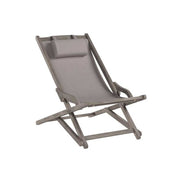 Foldable deck chair with gray cushion on a white background