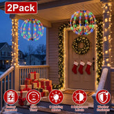 2-pack 12 in and 16 in LED Christmas ball lights on a decorated front porch