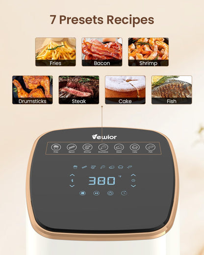 Air Fryer, VEWIOR 5.3Qt Air fryer with Viewing Window, 7 Custom Presets Large Air Fryer Oven with Smart Digital Touchscreen
