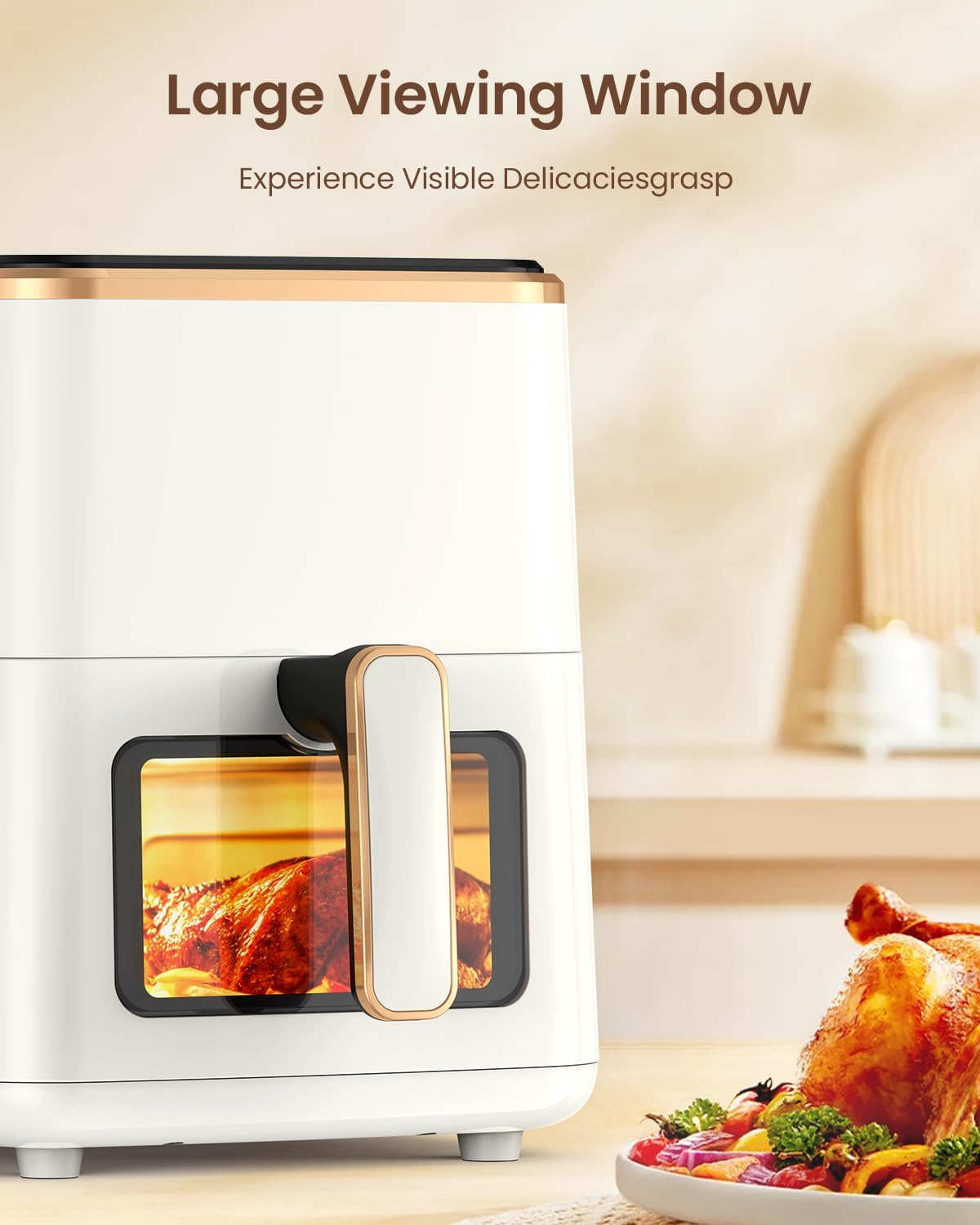 Air Fryer, VEWIOR 5.3Qt Air fryer with Viewing Window, 7 Custom Presets Large Air Fryer Oven with Smart Digital Touchscreen