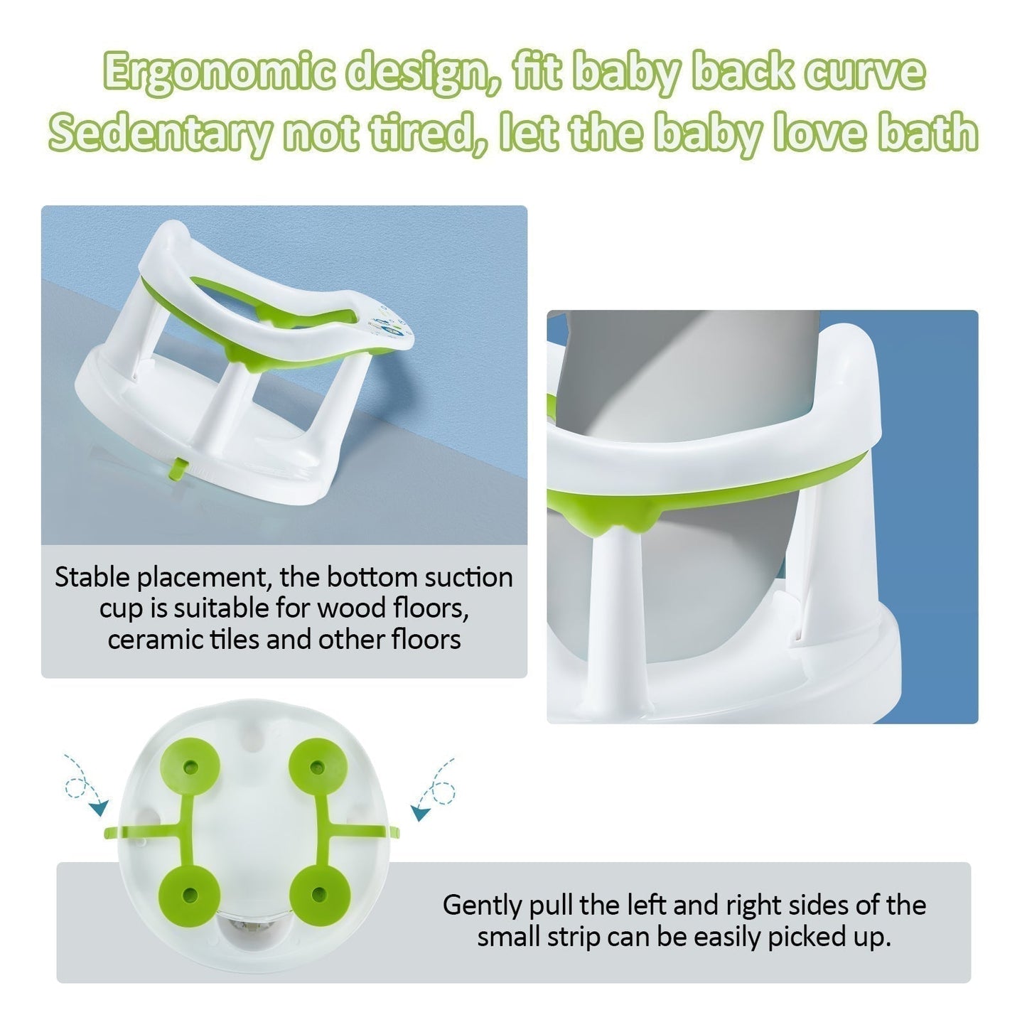 Baby Bath Seat, Baby Bath Chair, Newborn Shower Seat Bathtub Seat Cushion Children's Wrap-Around Shower Chair for 6 Months & Up