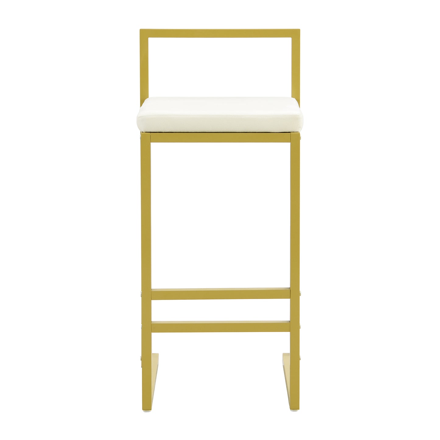 Bar Stool, Set of 2 Modern White Velvet Counter Height Bar Stool with Back & Footrest for Dining Room MLNshops