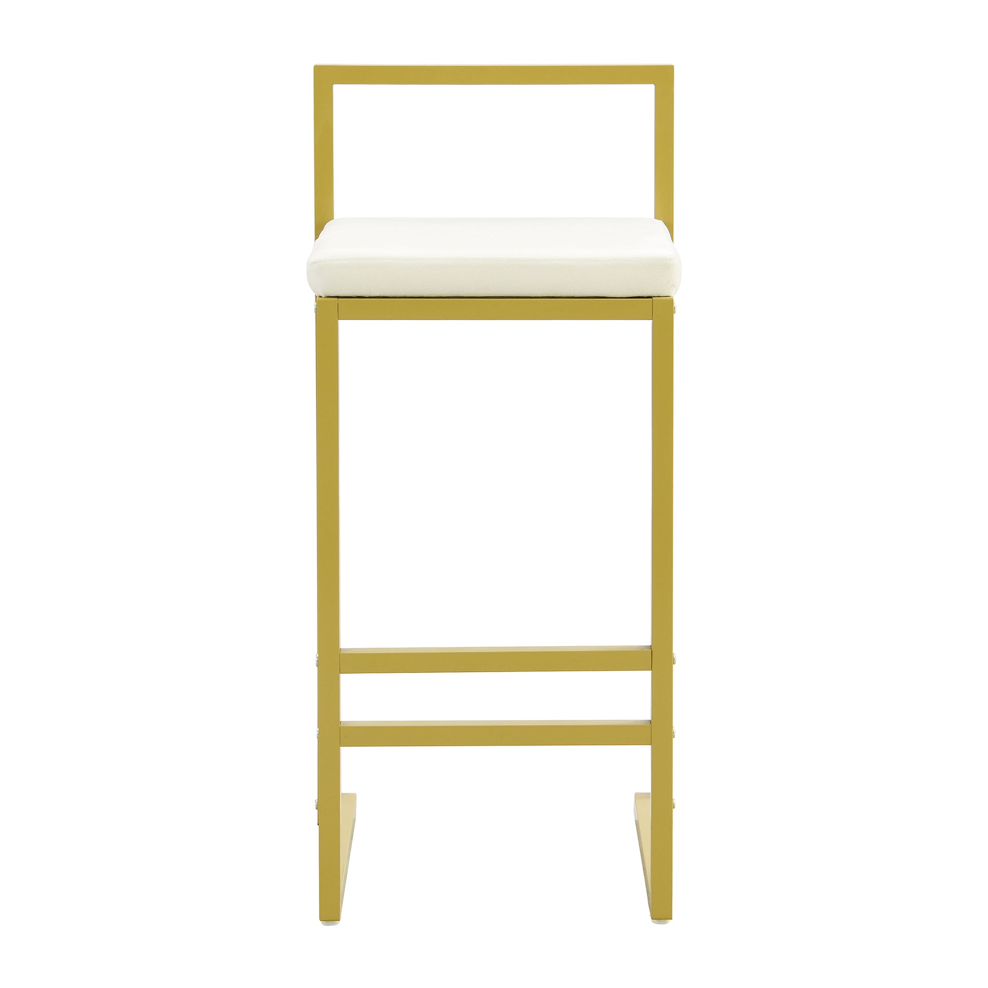 Bar Stool, Set of 2 Modern White Velvet Counter Height Bar Stool with Back & Footrest for Dining Room MLNshops