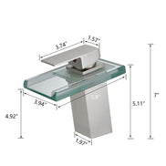 LED Waterfall Bathroom Sink Faucet with Temperature Sensing