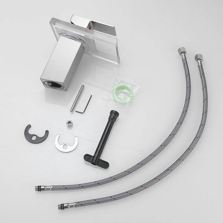 LED Waterfall Bathroom Sink Faucet with Temperature Sensing