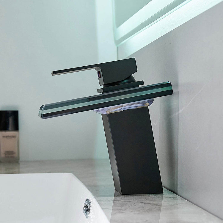 LED Bathroom Sink Faucet with Water Temperature Indicator