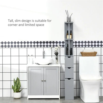 Bathroom Storage Cabinet-Grey - MLNshops