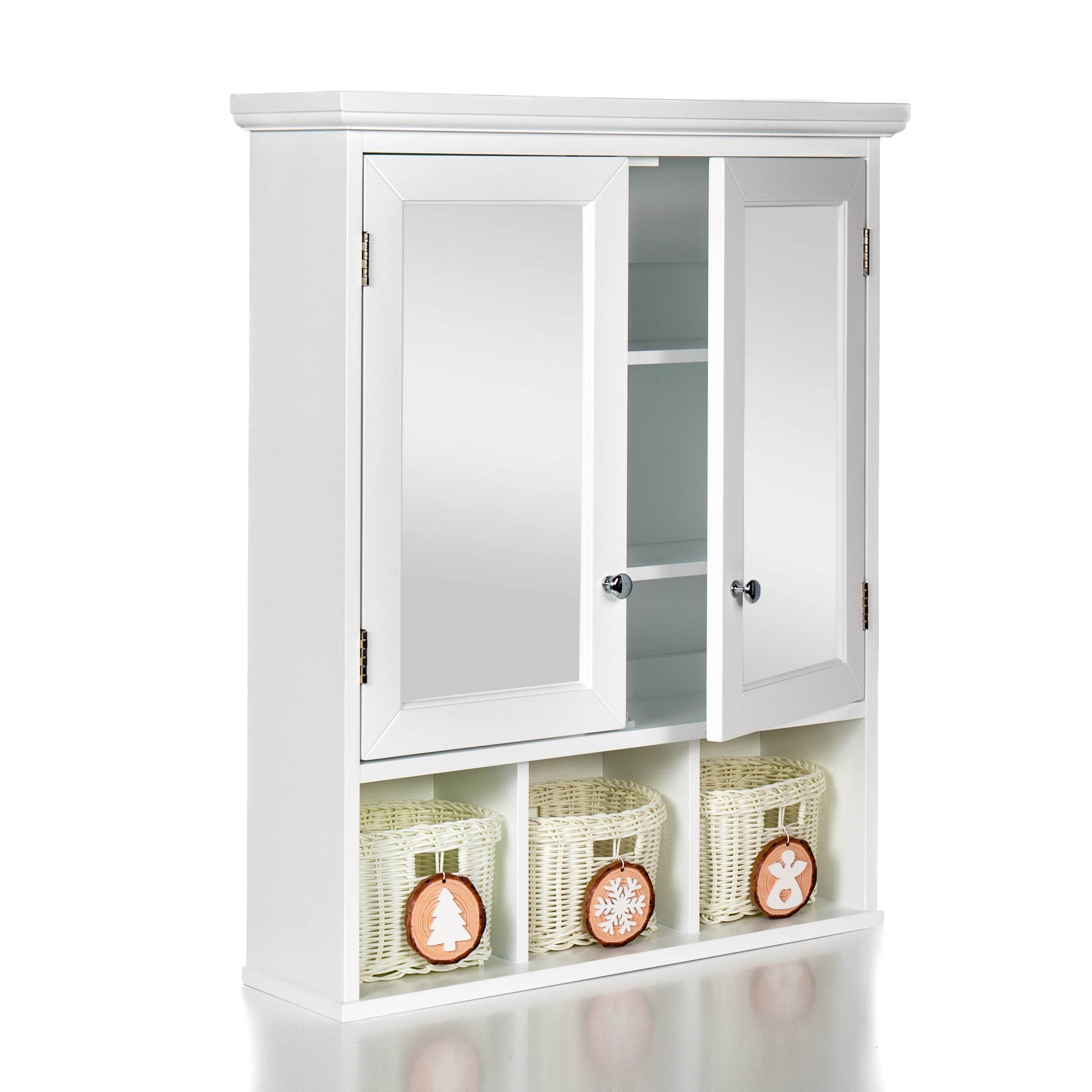 MLNshops Bathroom Cabinet with Mirror and Baskets Default