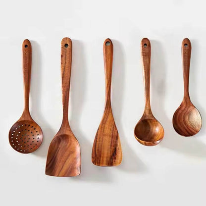 MLNshops teak wood kitchen utensils set - Durable Spoons