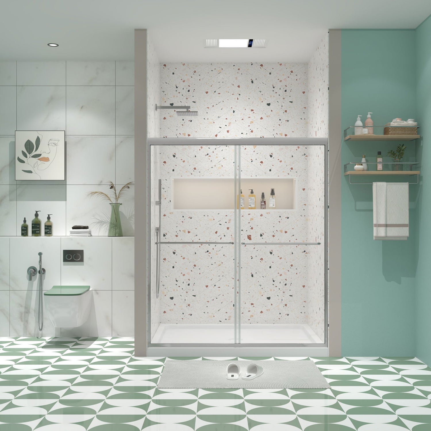 Premium Bypass Shower Door with 1/4" Glass & Chrome Finish