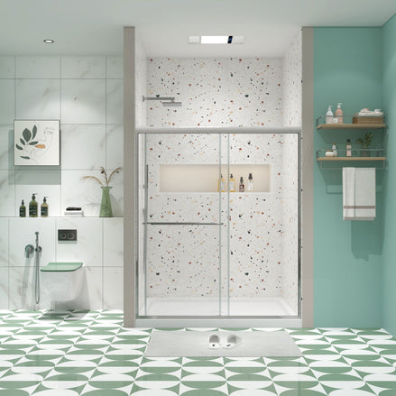 Premium Bypass Shower Door with 1/4" Glass & Chrome Finish