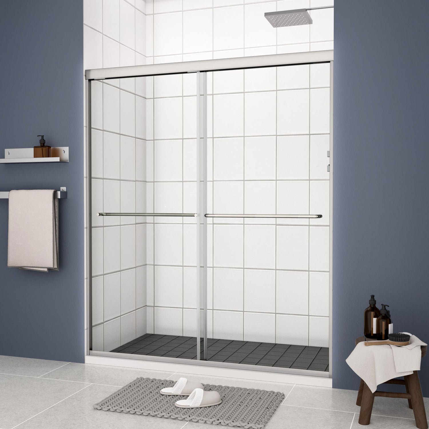 Premium Bypass Shower Door with 1/4" Glass & Chrome Finish