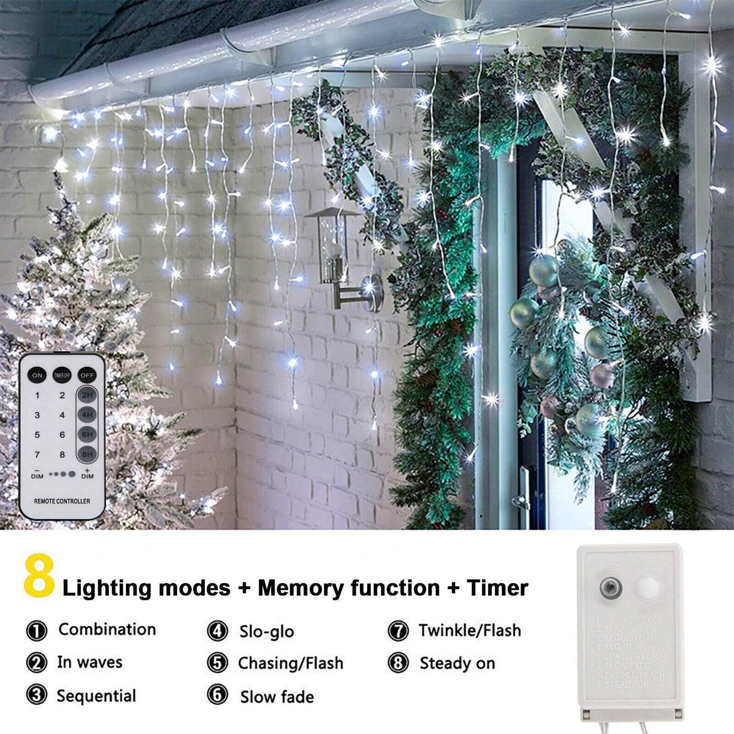 Curtain Icicle Lights Wedding Party LED Fairy Christmas Indoor Outdoor Light