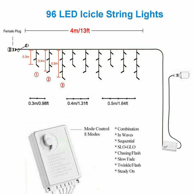 Curtain Icicle Lights Wedding Party LED Fairy Christmas Indoor Outdoor Light