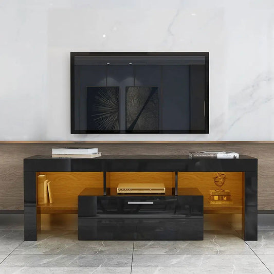 Fashion TV stand TV cabinet, Entertainment Center, TV station TV console, media console, with light belt, light belt remote control black MLNshops