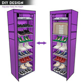 Fashionable Room-saving 9 Lattices Non-woven Fabric Shoe Rack Purple Default Title
