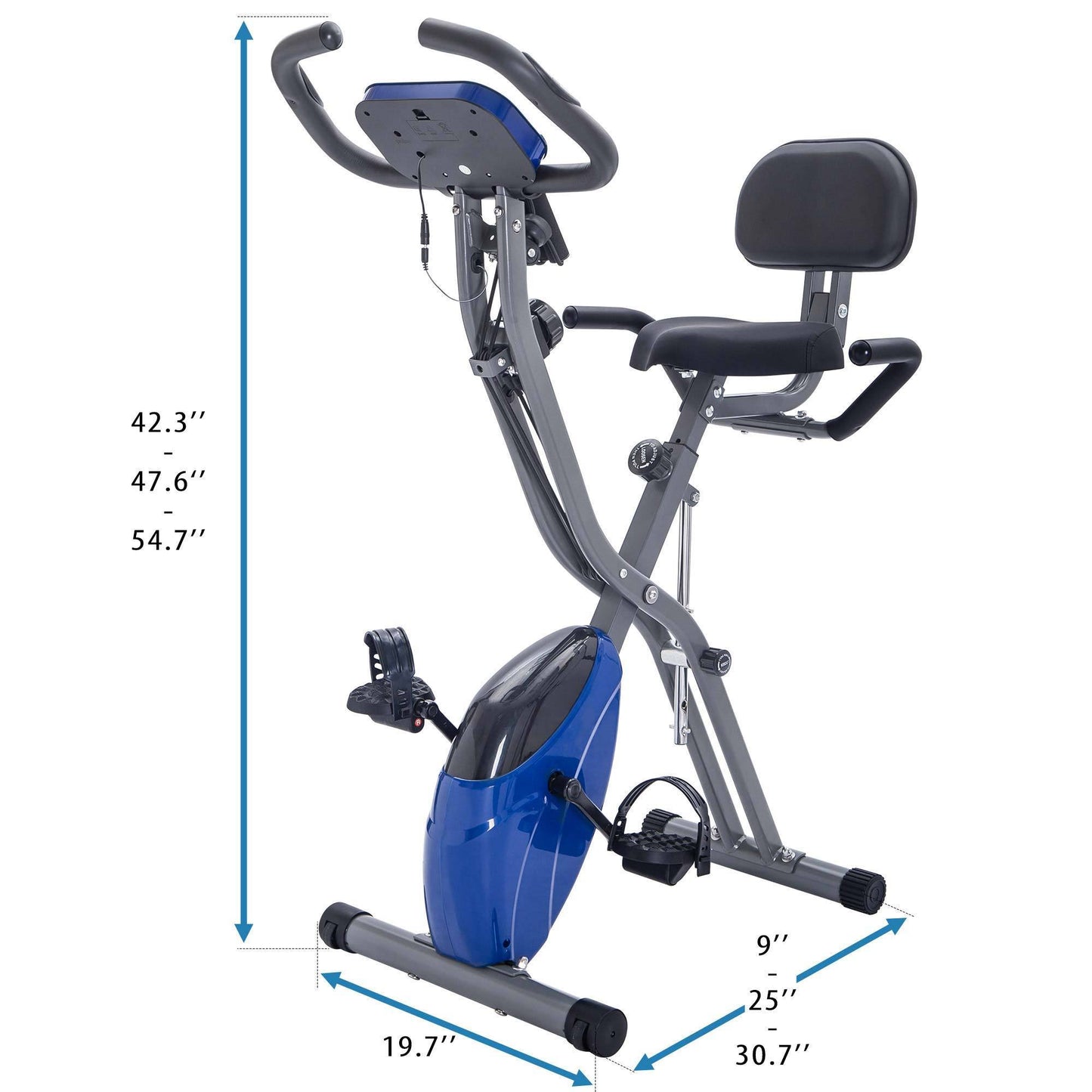 Folding Exercise Bike, Fitness Upright and Recumbent X-Bike with 10-Level Adjustable Resistance, Arm Bands and Backrest MLNshops