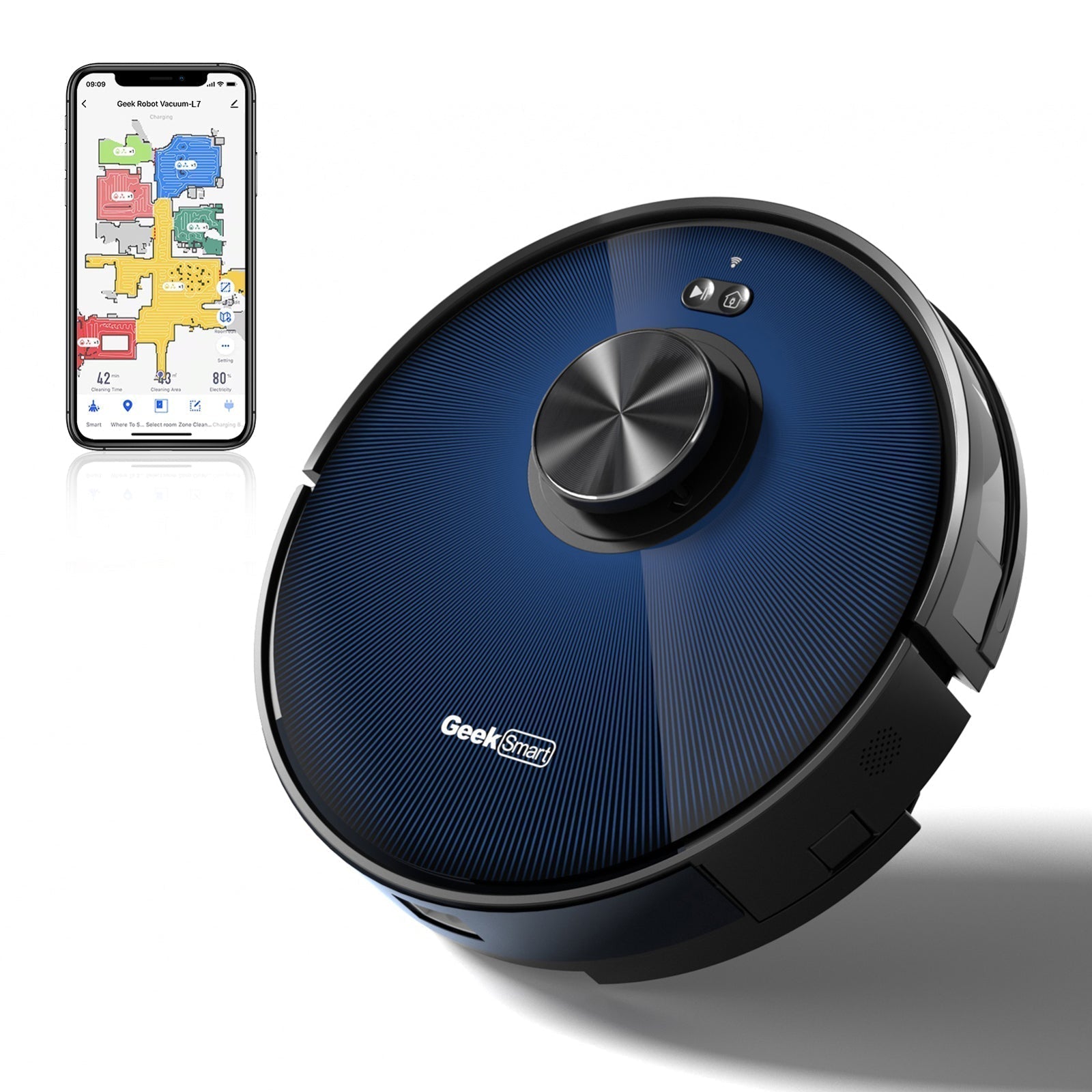 Geek Smart L7 Robot Vacuum Cleaner and Mop, LDS Navigation, Wi-Fi Connected APP