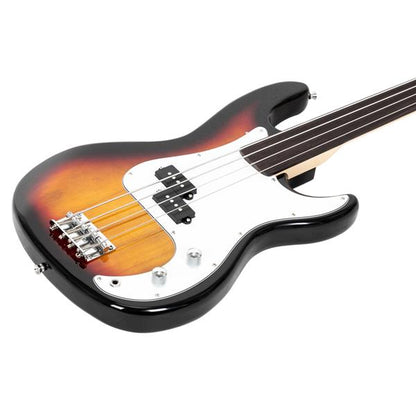 Glarry Fretless Electric Bass Guitar Full Size 4 String for experienced Bass Players Cord Wrench Tool Sunset Color MLNshops