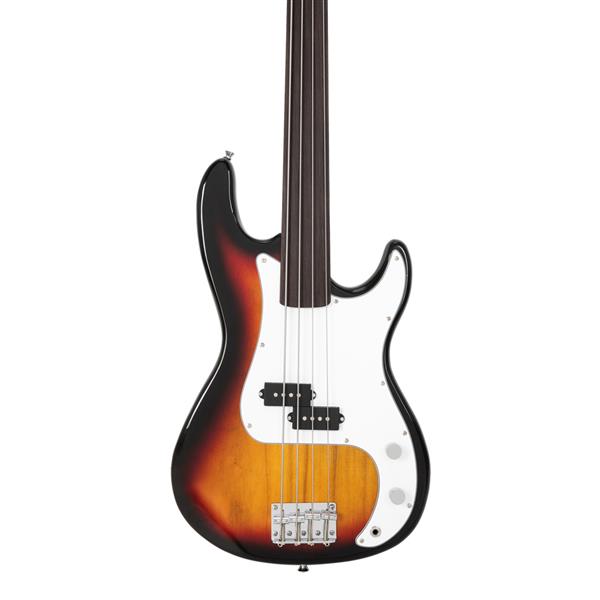 Glarry Fretless Electric Bass Guitar Full Size 4 String for experienced Bass Players Cord Wrench Tool Sunset Color MLNshops