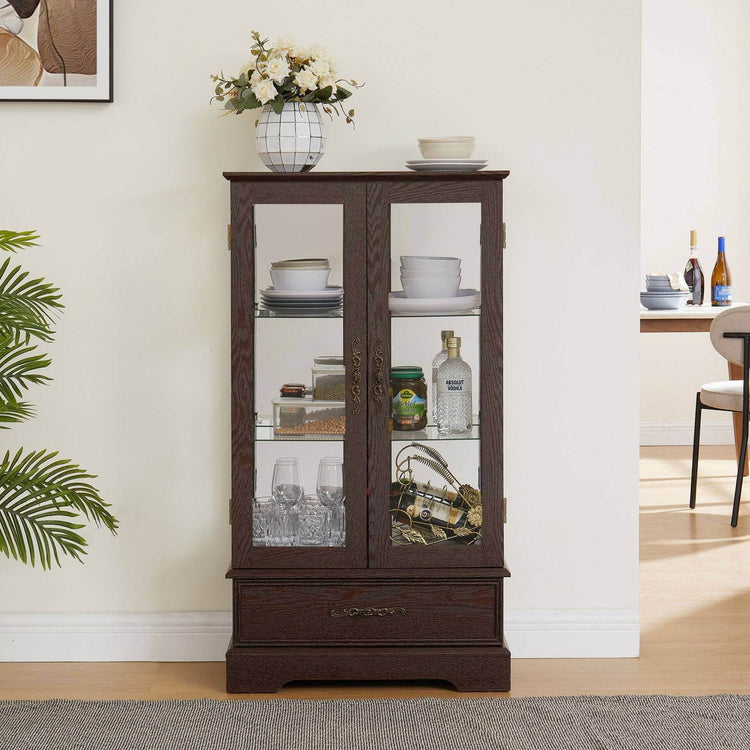 Elegant Glass Cabinet Curio with Adjustable Shelves