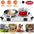 Dual burner electric stove with control knobs and red indicator lights