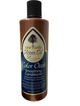 Front label of One N Only Argan Oil Color Oasis Smoothing Conditioner bottle, featuring argan oil formula for color-treated hair.