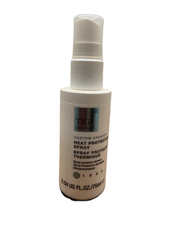 A white bottle of TIG Colorform Custom Created Heat Protectant Spray, 2.54 US FL.OZ (75mL), on a plain white background.