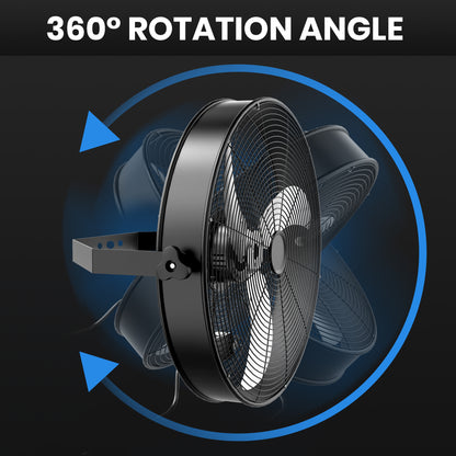 InfiniPower 18 Inch High Velocity Wall Mount Fan with Rack, 3 Speed Industrial/Commercial Metal Ventilation Fan MLNshops