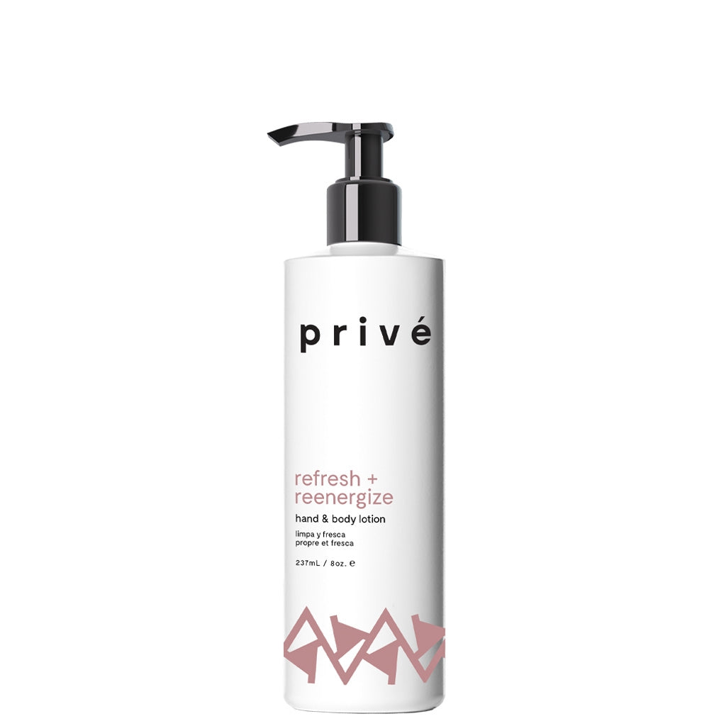 Prive hand and body lotion bottle on a white background
