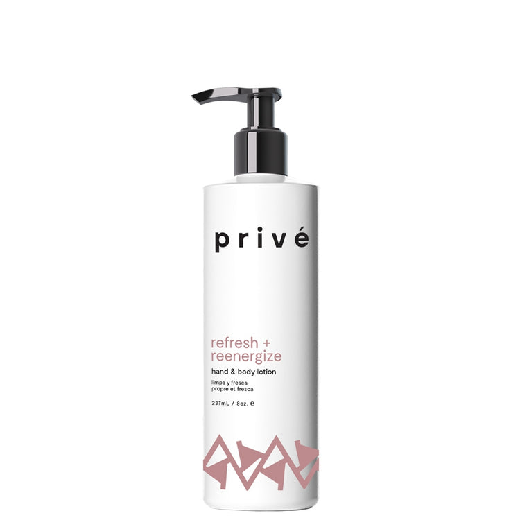 Prive hand and body lotion bottle on a white background
