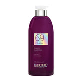 Purple shampoo bottle with &