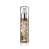 Skincare serum bottle with pump on a white background
