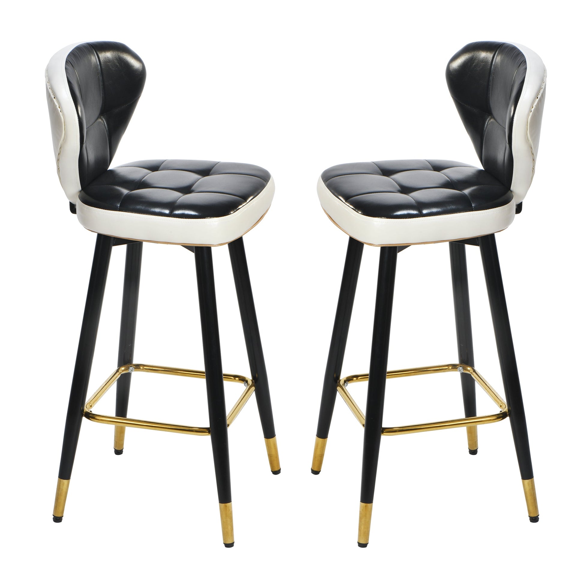 Leather Bar Stool 360 Rotating Bar Stool with Backrest and Foot Pedals for Bars, Kitchen, Dining Room,  Bar Stool Set of 2